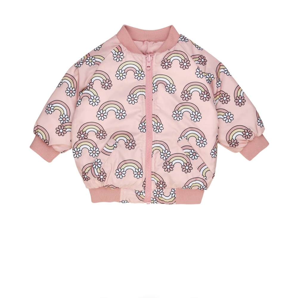 Huxbaby Daisy Rainbow Reversible Bomber size 2T